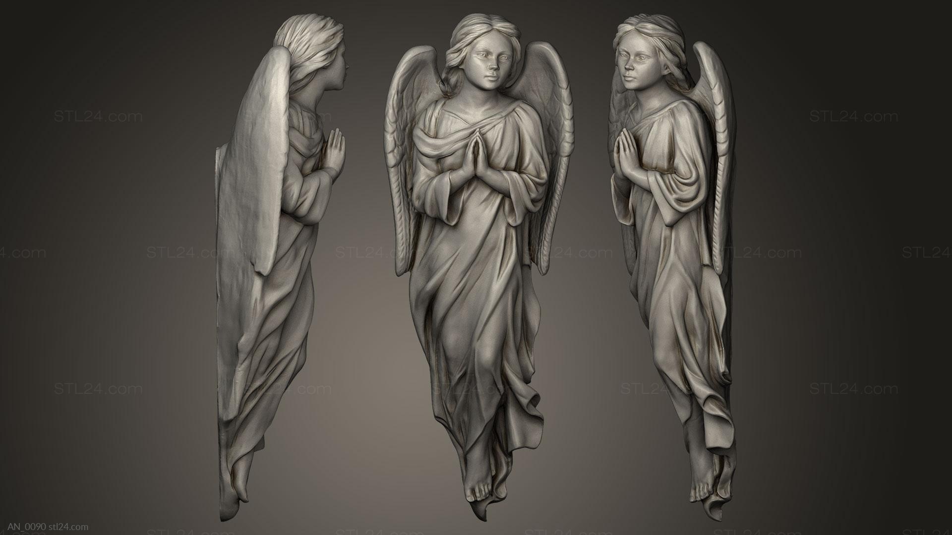 3d модели ангелы (Ангел Оранте, AN_0090) 3D модель для ЧПУ станка